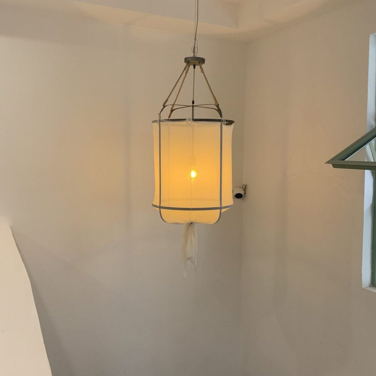 Boho Linen Pendant Light with Rustic Elegance