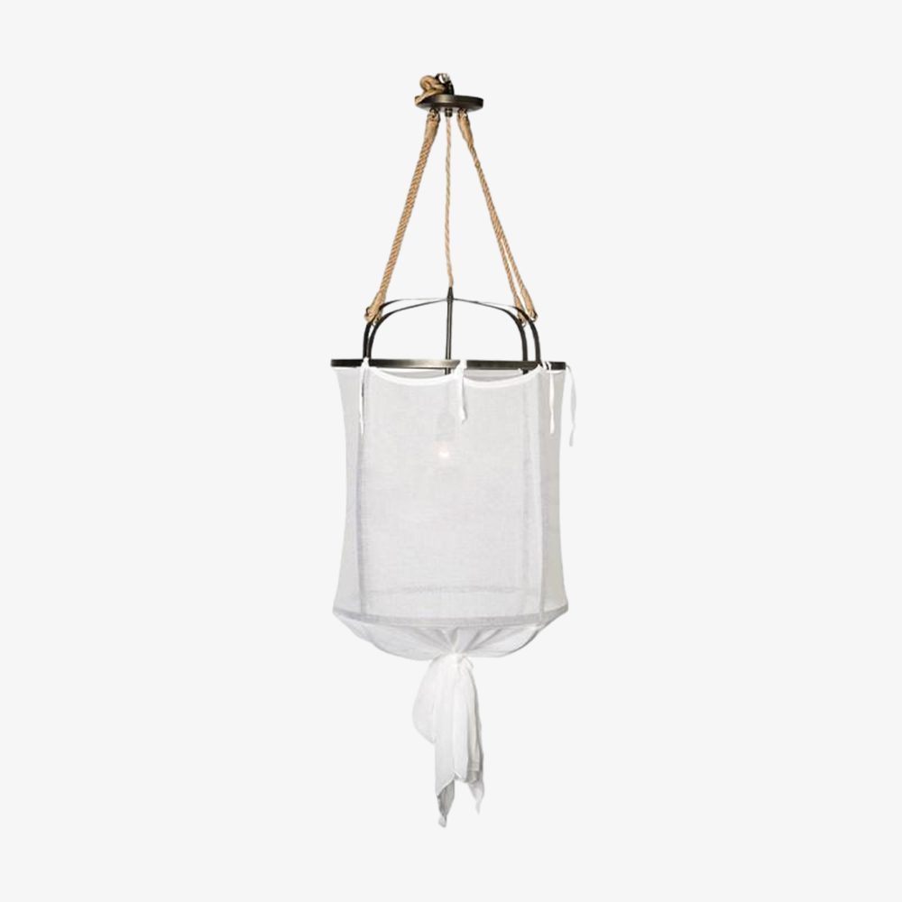 Boho Linen Pendant Light with Rustic Elegance