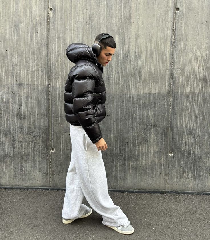 Puffer jacket with shiny finish and hood