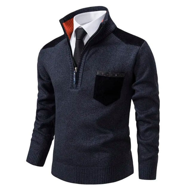 Pullover Sweater with Collar and Pocket - Macris