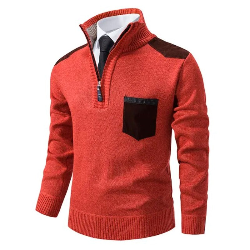 Pullover Sweater with Collar and Pocket - Macris