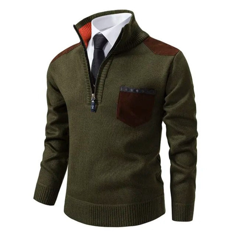 Pullover Sweater with Collar and Pocket - Macris