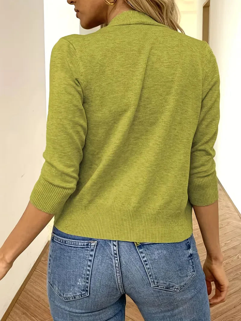 Purple open-front cardigan 3/4 sleeves