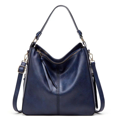 Classic leather shoulder bag with sleek gold details
