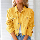 Μοντέρνο κοντό τζιν μπουφάν για γυναίκες