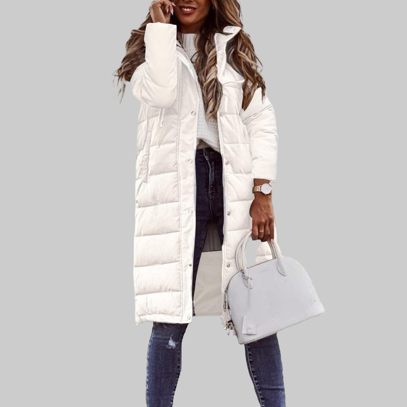 Quilted Long Hooded Jacket for Women