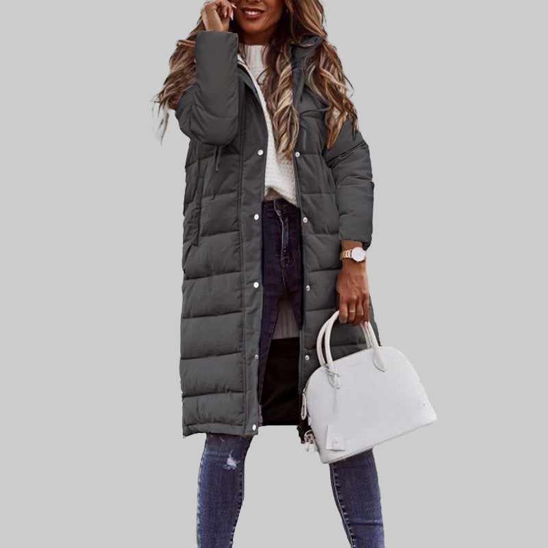 Quilted Long Hooded Jacket for Women