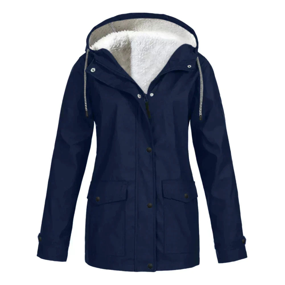 Rain Jacket with Fleece Lining and Hood