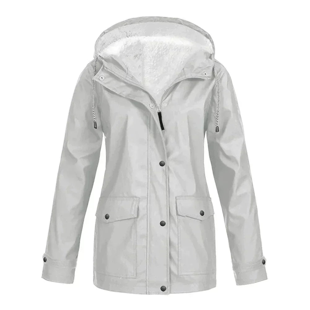 Rain Jacket with Fleece Lining and Hood