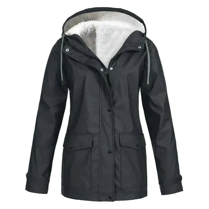 Rain Jacket with Fleece Lining and Hood