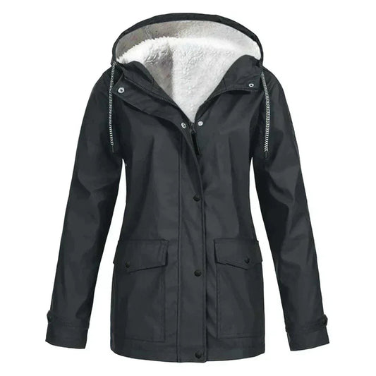Rain Jacket with Fleece Lining and Hood