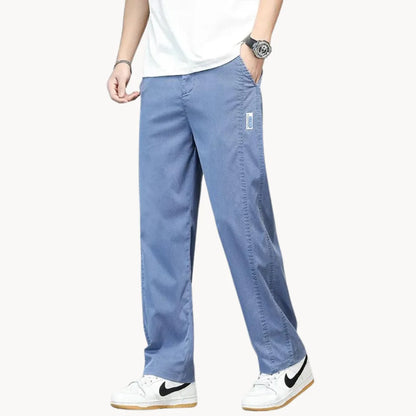 Jean droit avec taille élastique