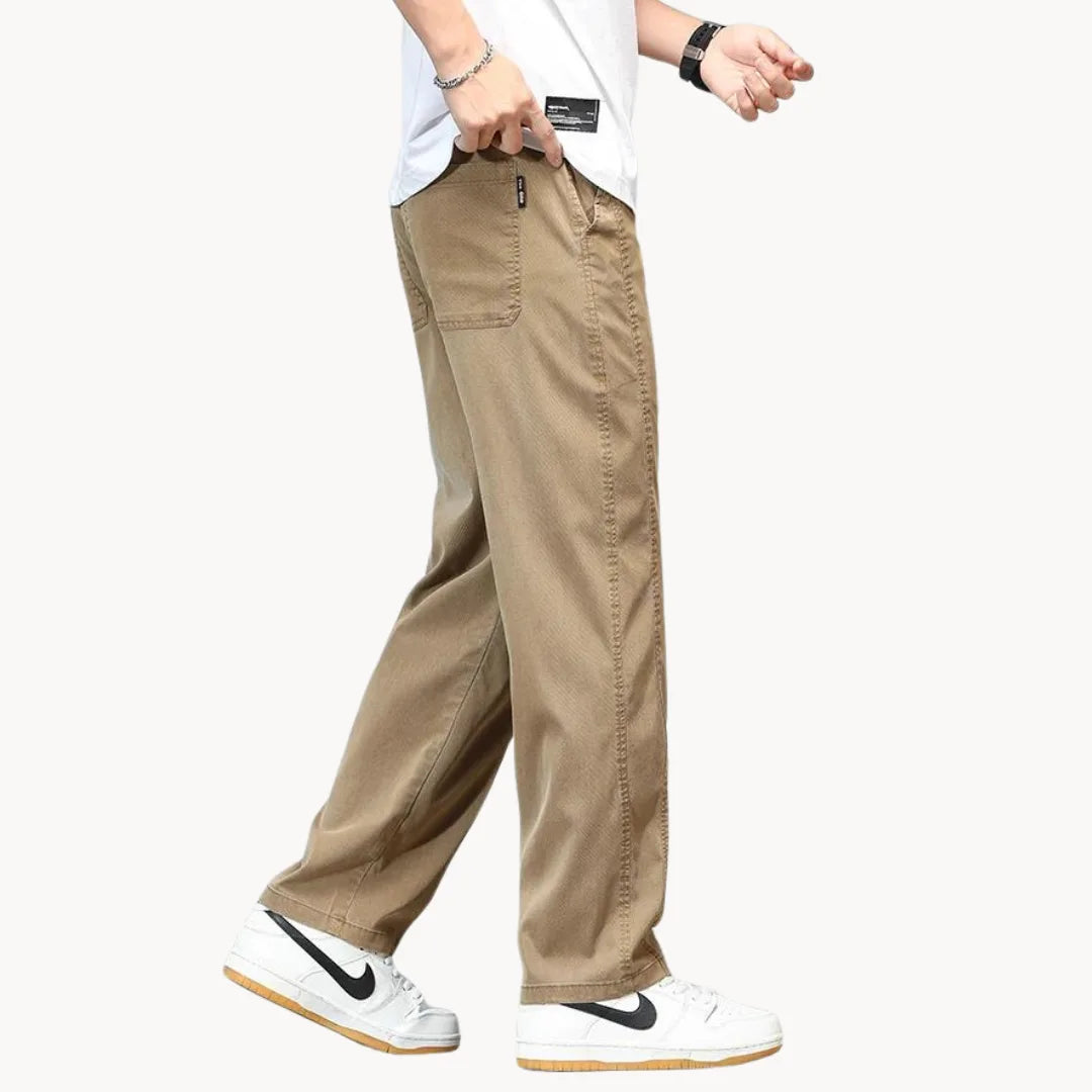 Jean droit avec taille élastique