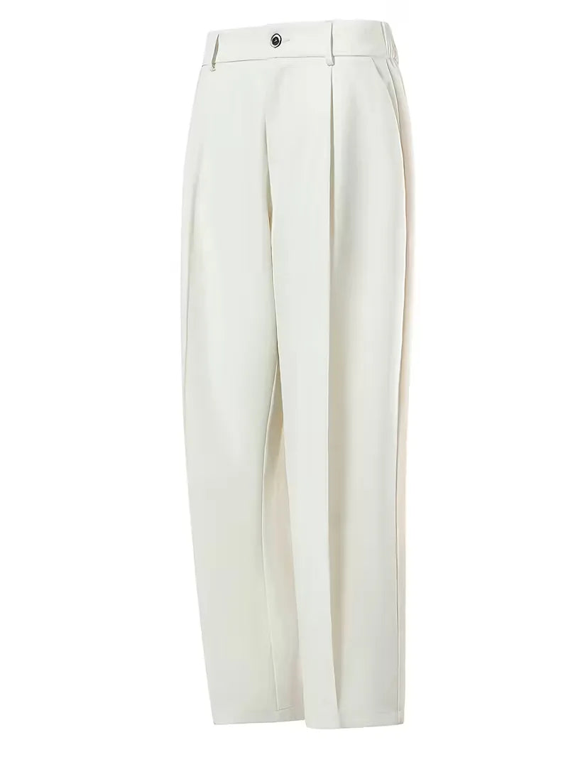 Pantalon droit avec plis et poches latérales