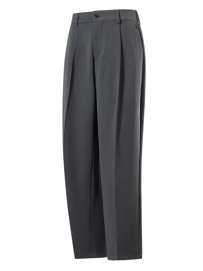 Pantalon droit avec plis et poches latérales