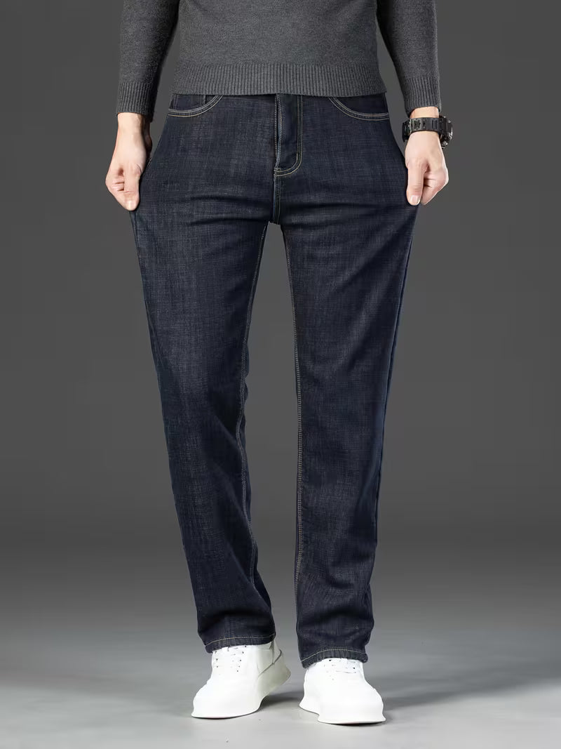 Pantalon droit pour homme avec doublure en polaire