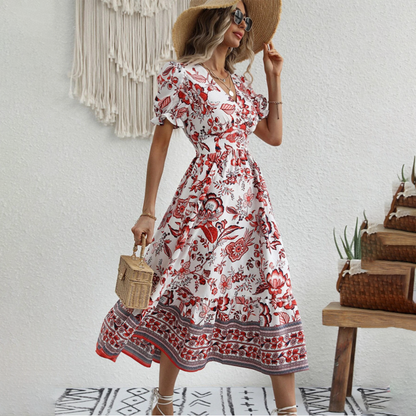Elegantes Blumenmuster Kleid