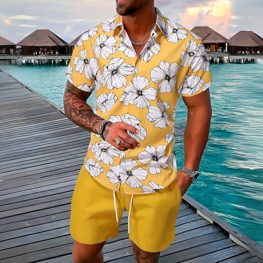 Σετ ρετρό χαβανέζικου συνόλου Hugo σε beach style