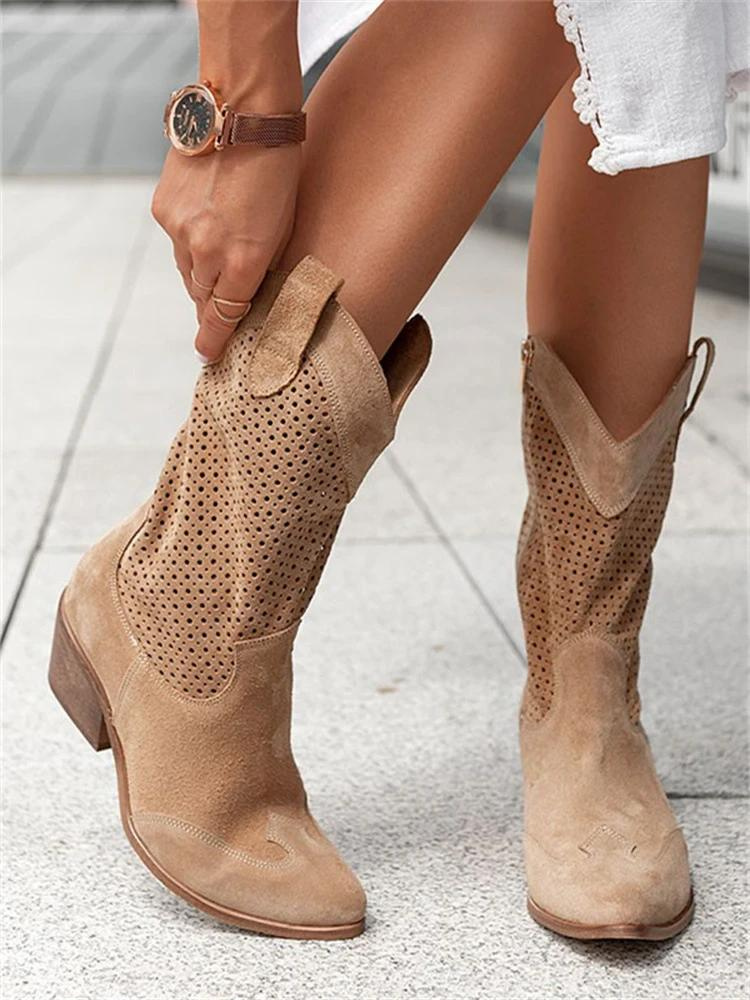 Mid-calf western cowboy boots for women - Stacey