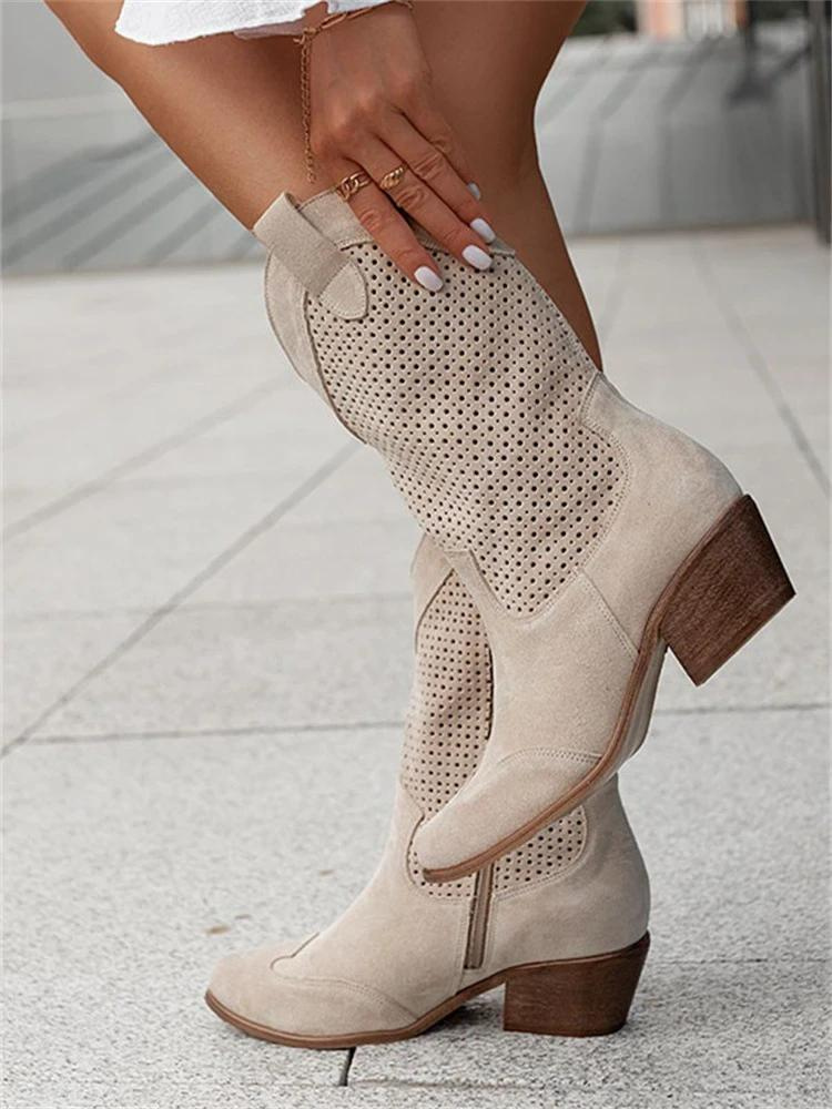 Mid-calf western cowboy boots for women - Stacey