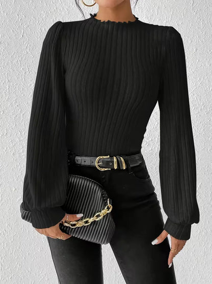 Rib-knit bodysuit with long sleeves