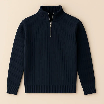 Half-zip jumper with stand-up collar