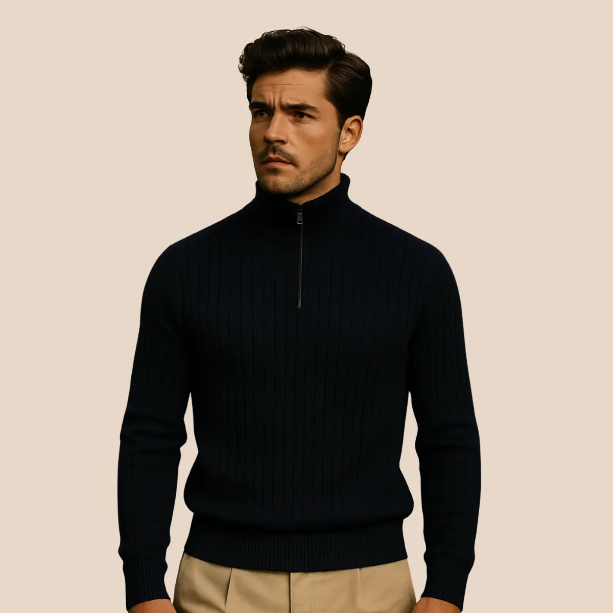 Half-zip jumper with stand-up collar