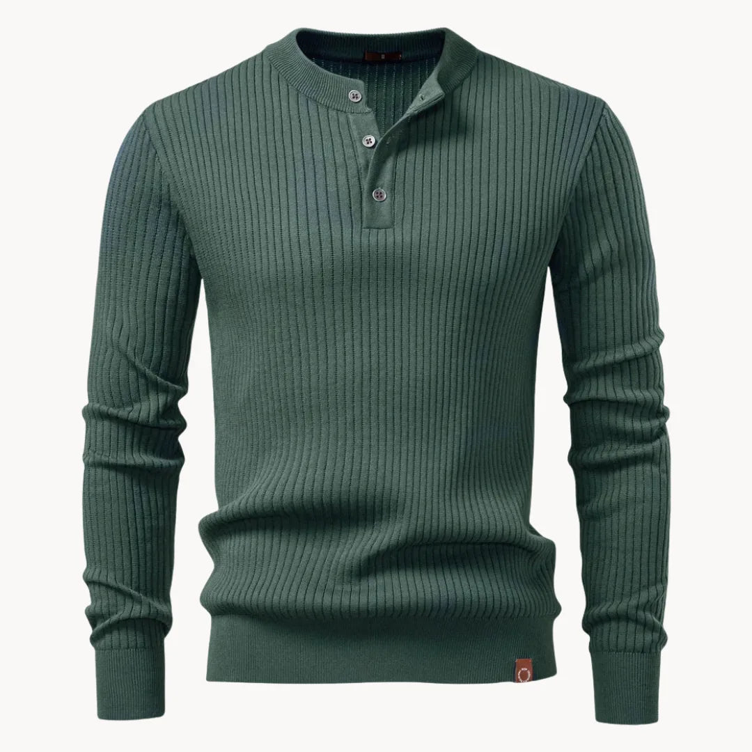 Hugo | Ribbed Sweater with Round Neck and Button Closure