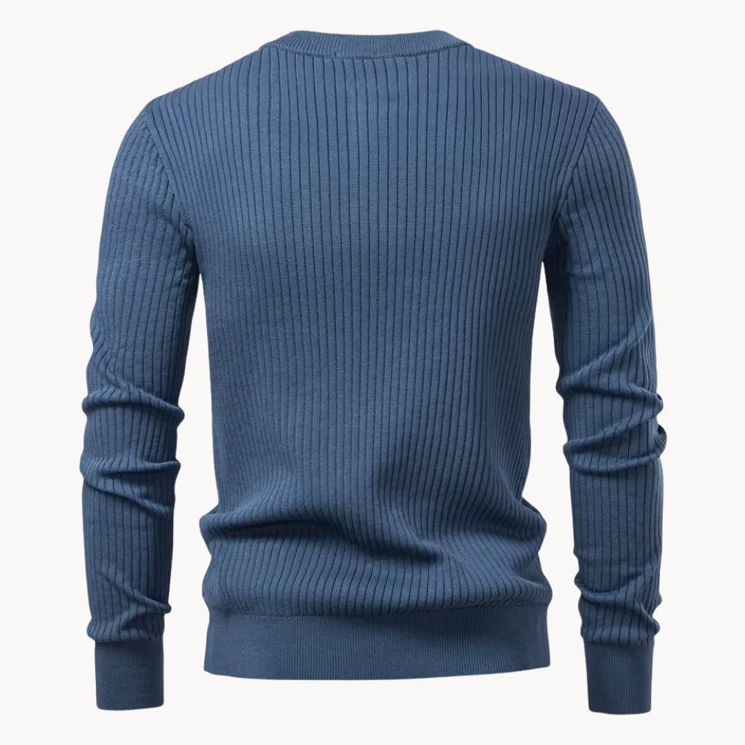 Hugo | Ribbed Sweater with Round Neck and Button Closure