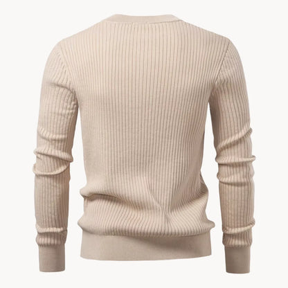 Hugo | Ribbed Sweater with Round Neck and Button Closure