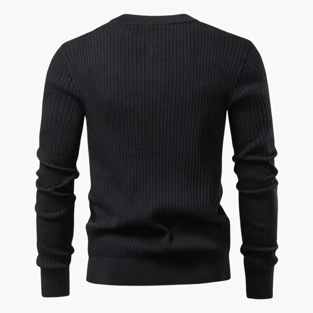 Hugo | Ribbed Sweater with Round Neck and Button Closure