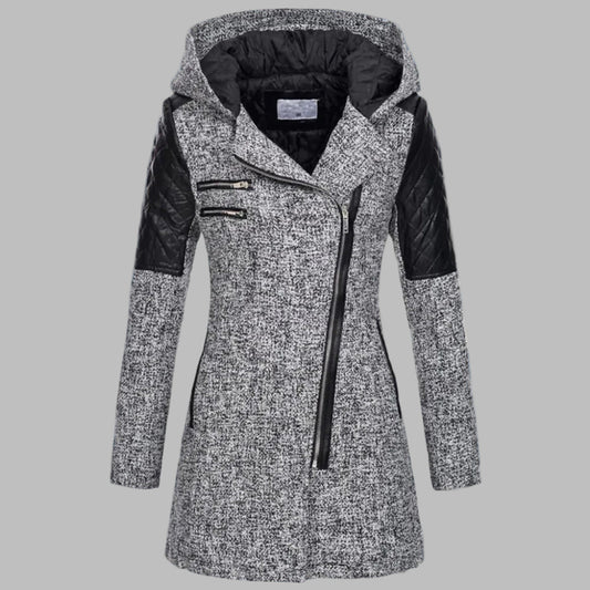 Abrigo largo de invierno con capucha para mujer