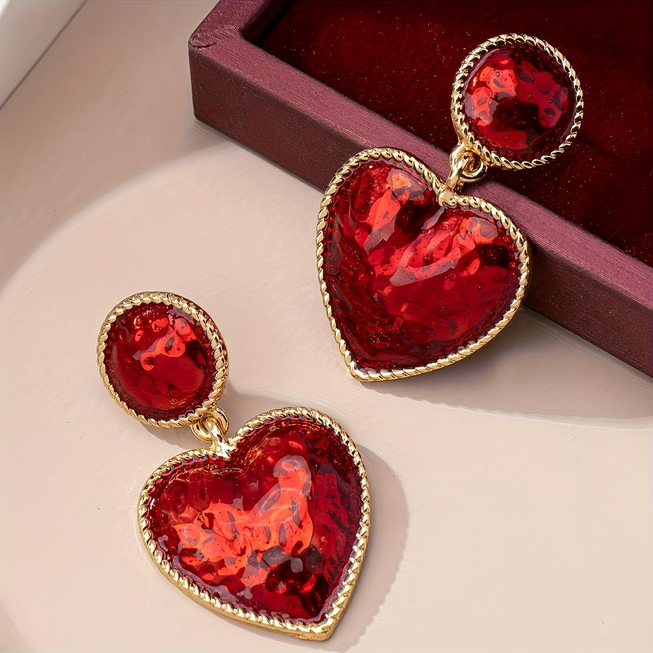 Rosa | Chic Red Heart Drop Earrings