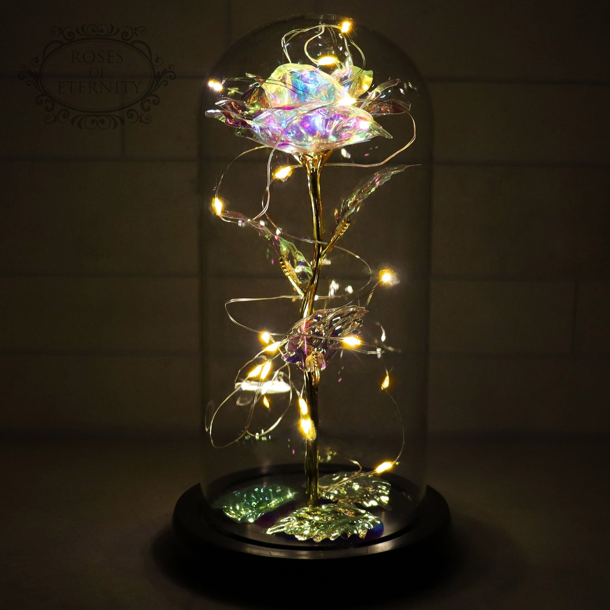 Rose | Gold Coloured Rose in Glass