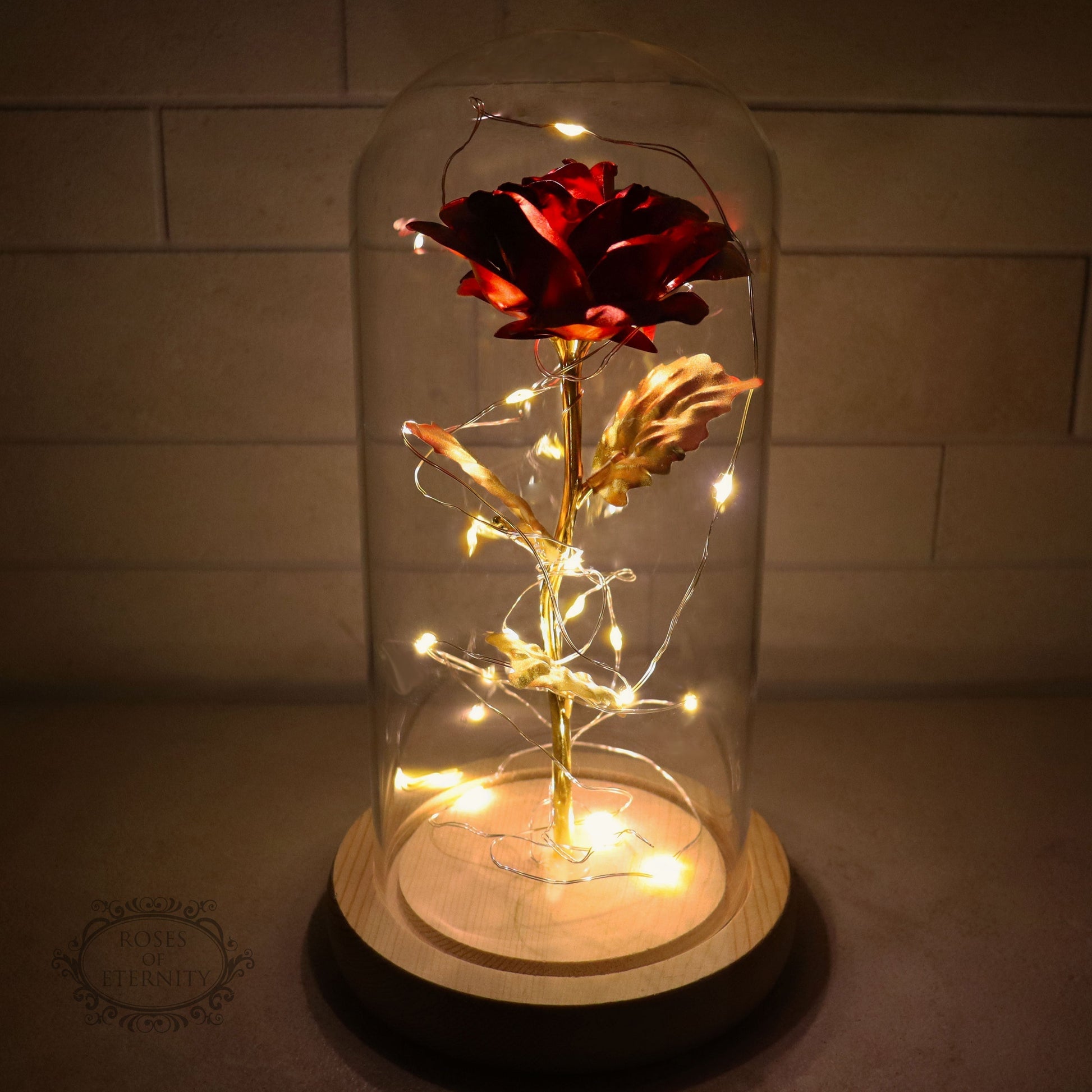 Rose | Gold Coloured Rose in Glass