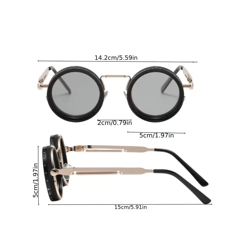 Round Sunglasses with Steampunk Design