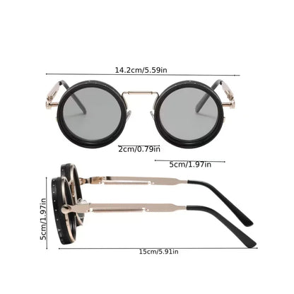 Round Sunglasses with Steampunk Design