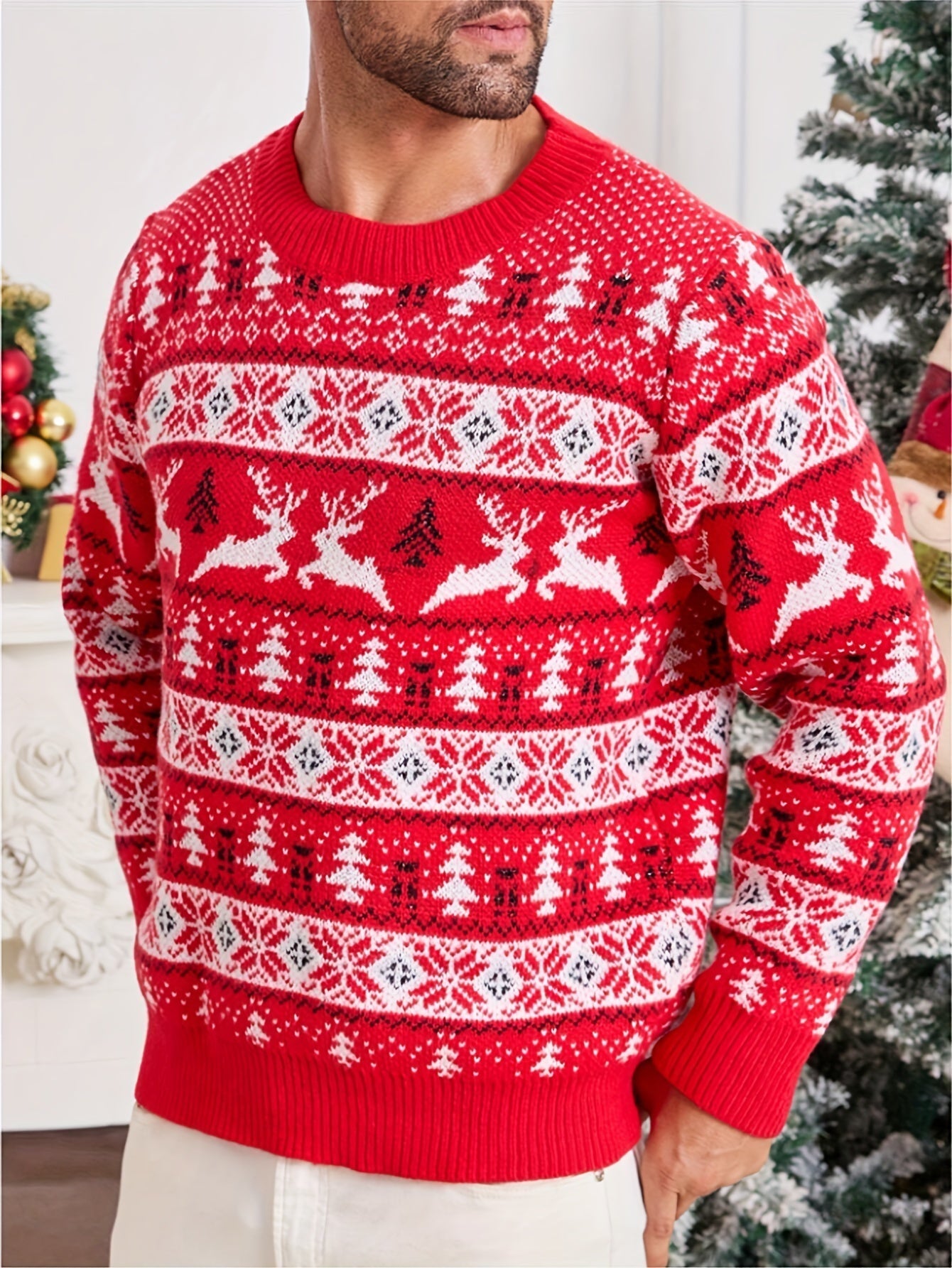 Ruben | Festive Christmas Knitted Men's Jumper with Reindeer Design