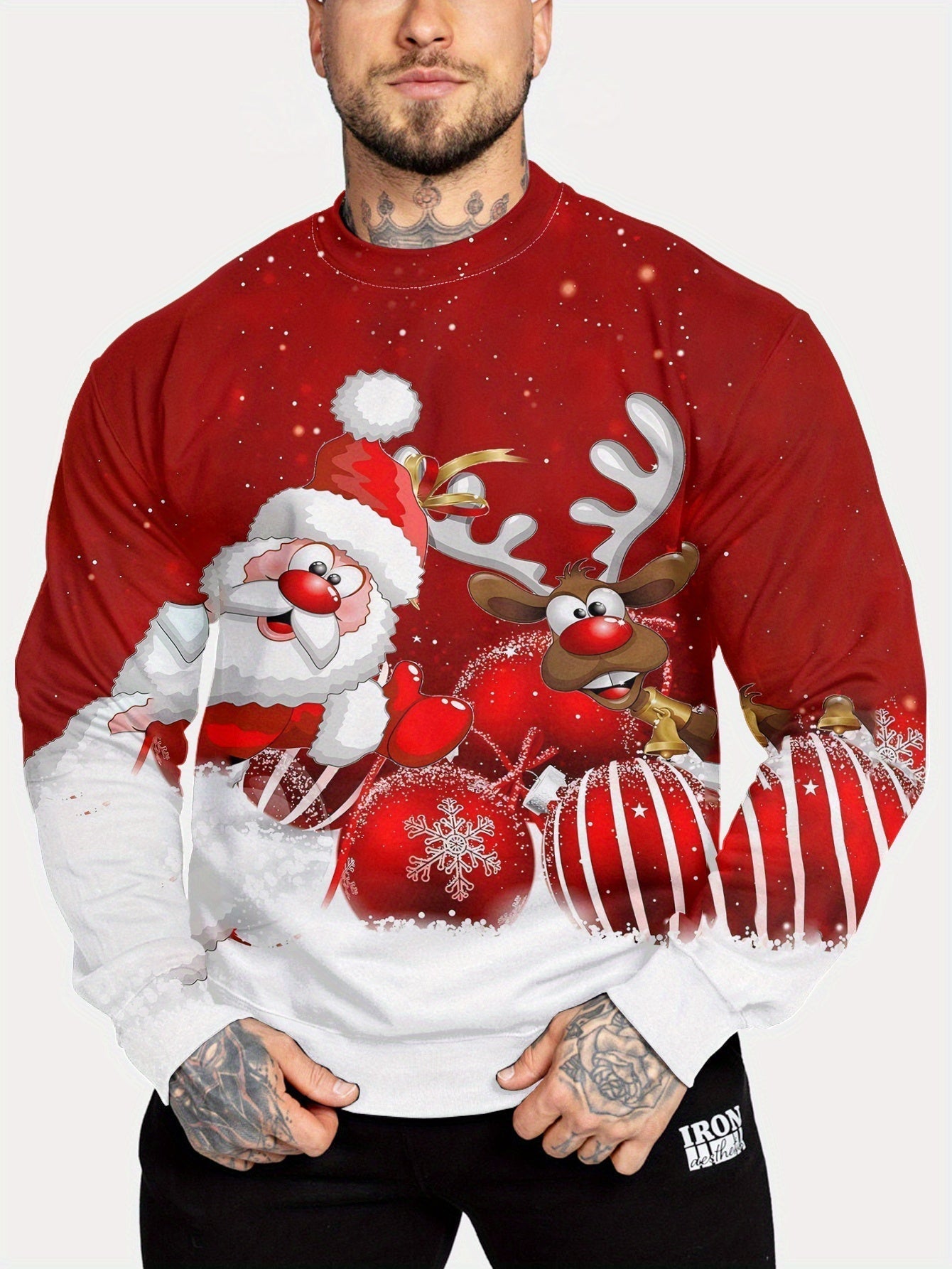 Ruben | Men's Santa and Reindeer Crewneck Sweatshirt