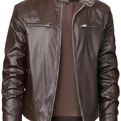 Ruben | Stylish PU Leather Jacket with Colour Blocks and Multi-Zip Design