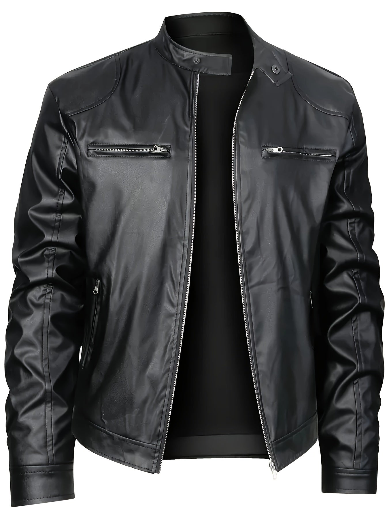 Ruben | Stylish PU Leather Jacket with Colour Blocks and Multi-Zip Design