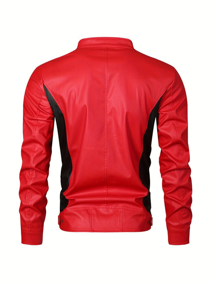 Ruben | Stylish PU Leather Jacket with Colour Blocks and Multi-Zip Design