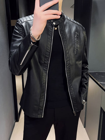 Ruben | Stylish PU Leather Men's Motorcycle Jacket with Pockets