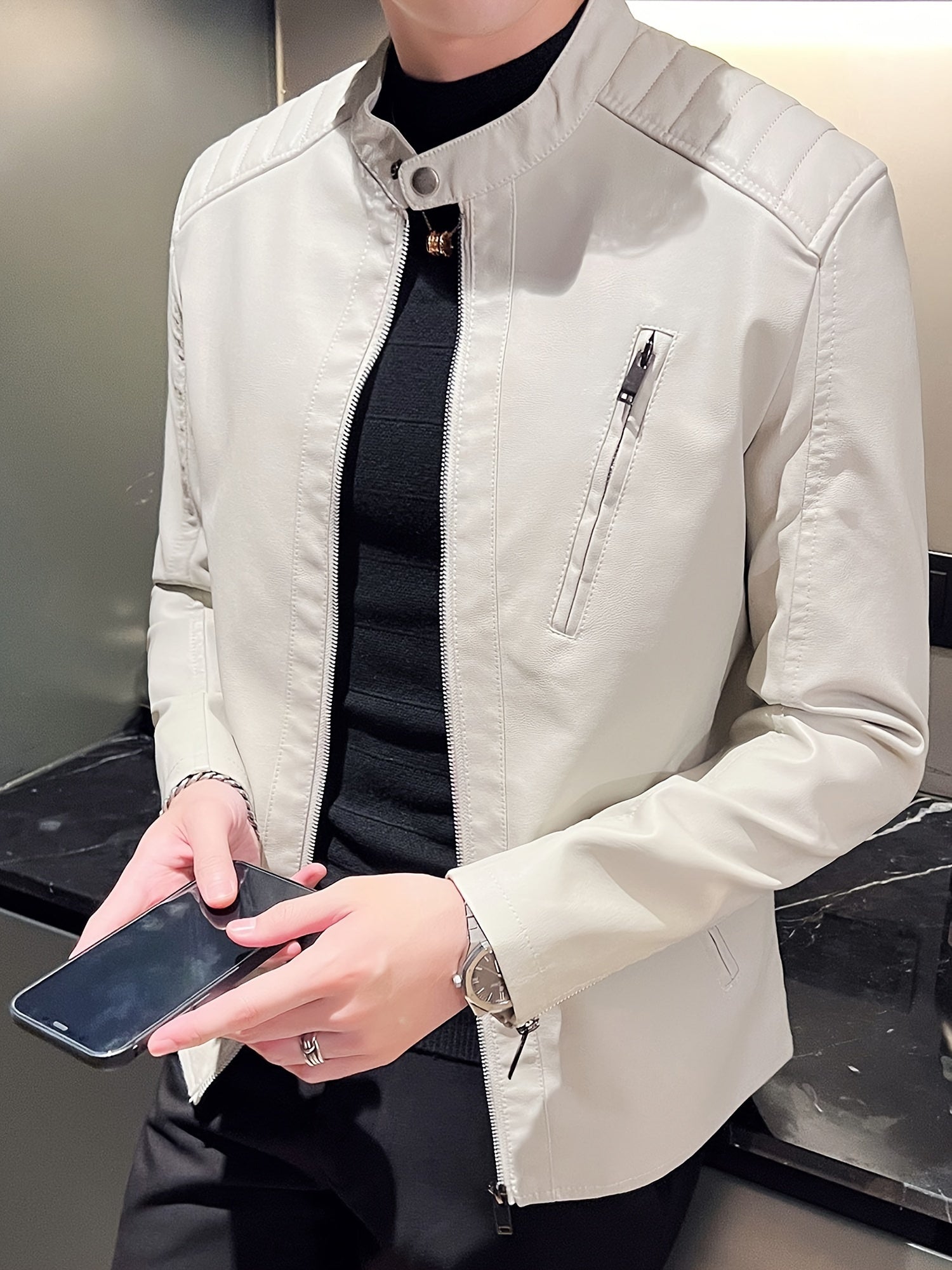 Ruben | Stylish PU Leather Men's Motorcycle Jacket with Pockets