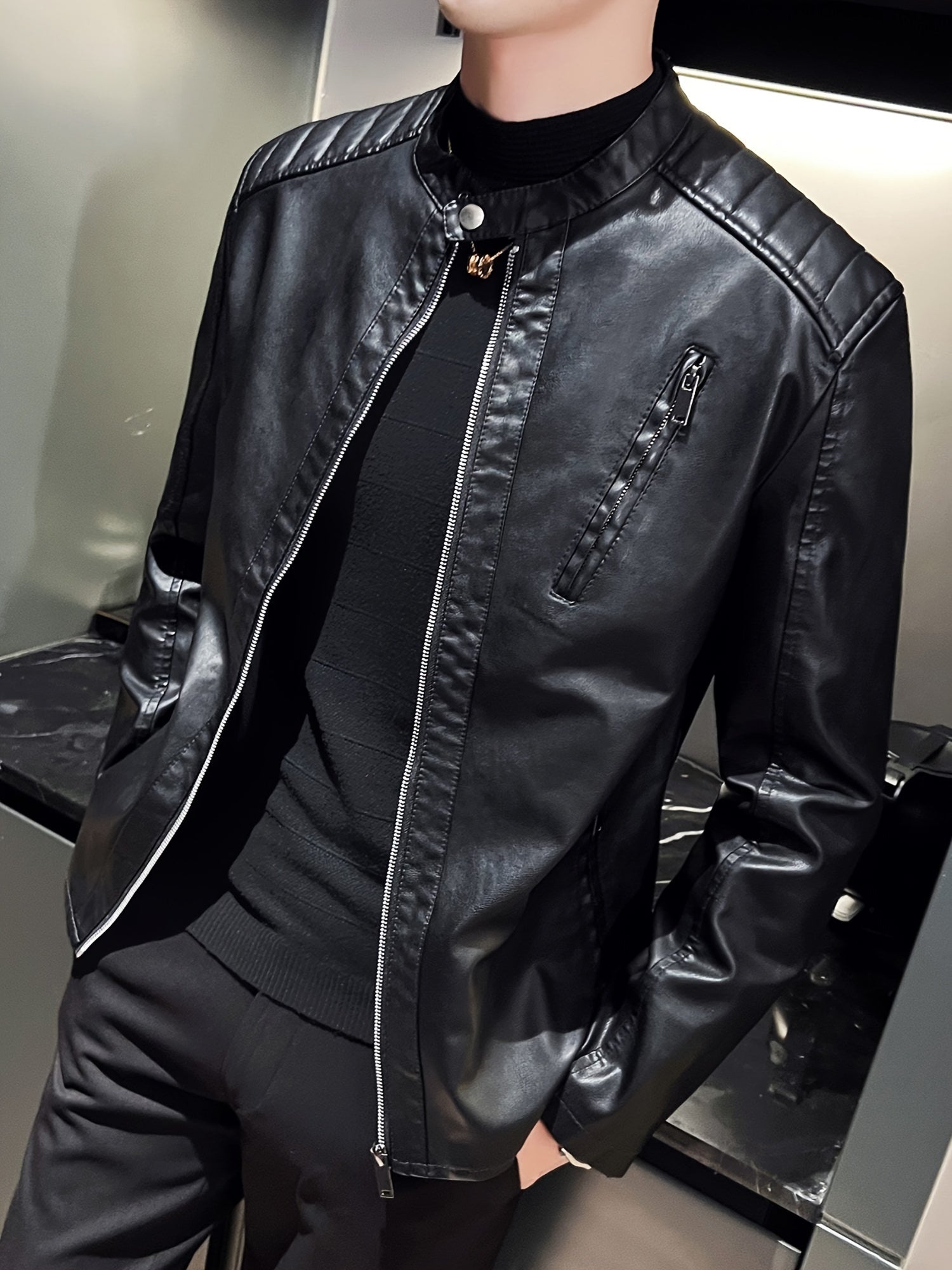 Ruben | Stylish PU Leather Men's Motorcycle Jacket with Pockets