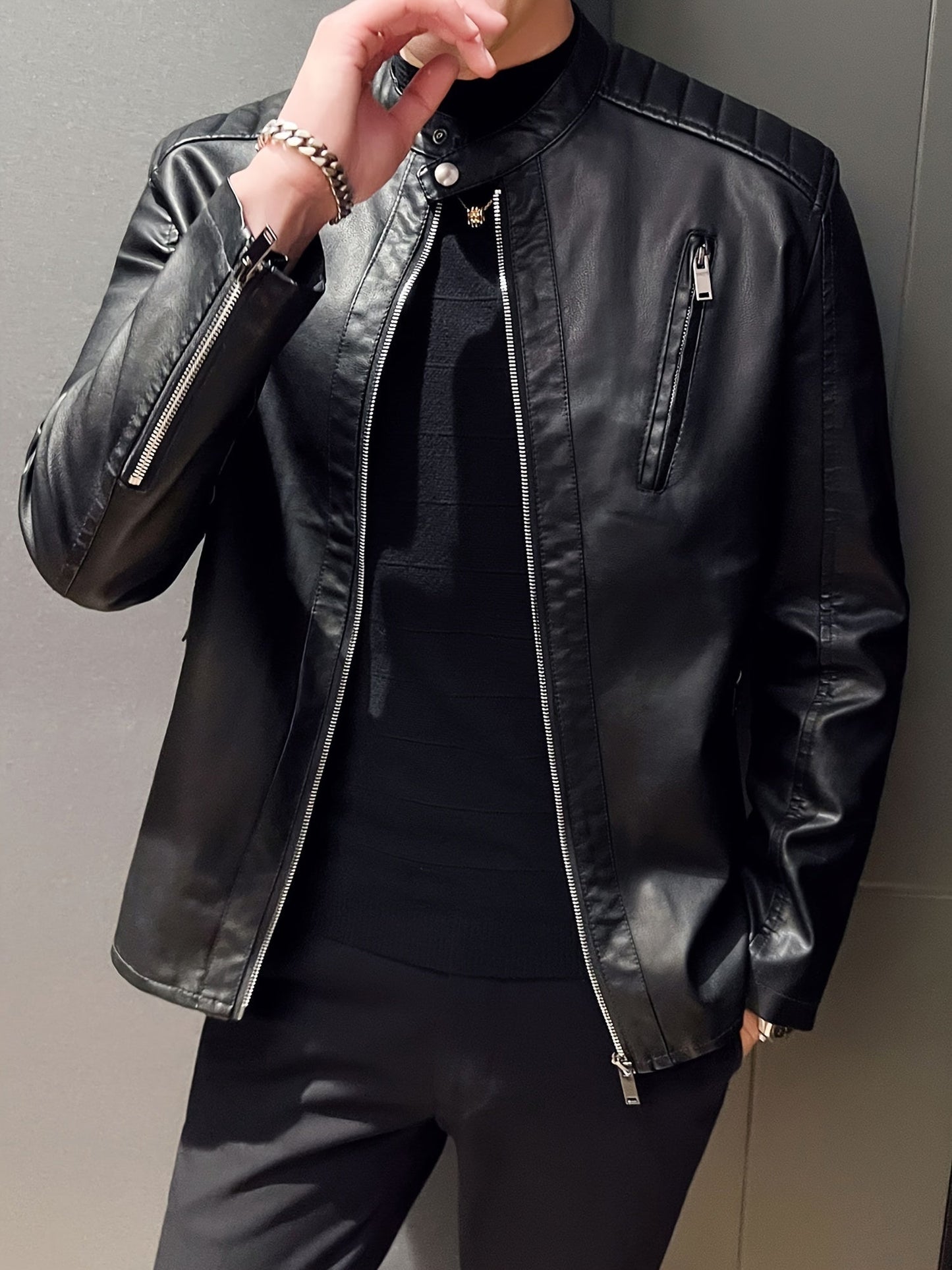 Ruben | Stylish PU Leather Men's Motorcycle Jacket with Pockets