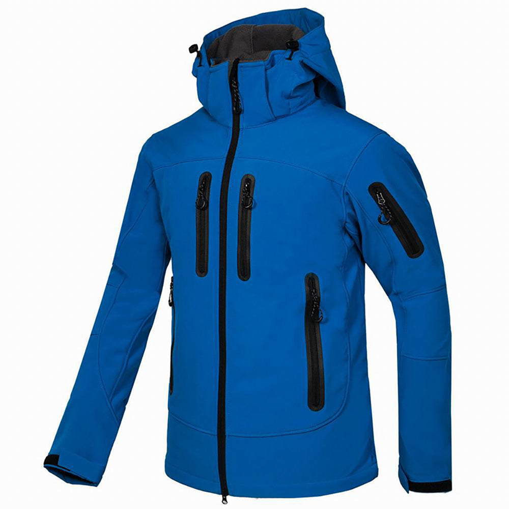 Weather-resistant men's jacket with multiple zip pockets