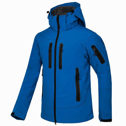 Weather-resistant men's jacket with multiple zip pockets