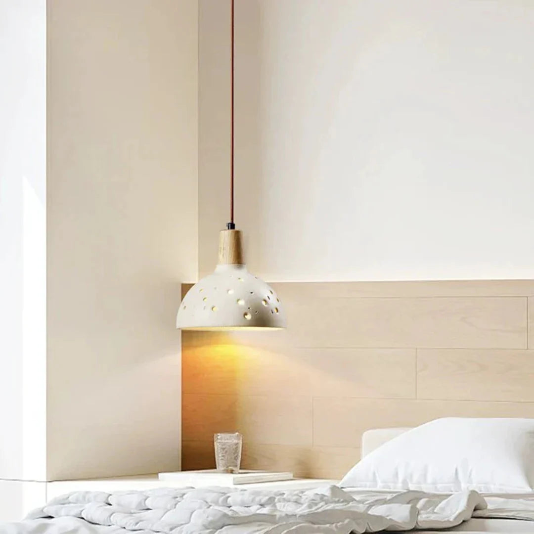 Elegante lámpara colgante LED redonda de hormigón – moderna y eficiente energéticamente