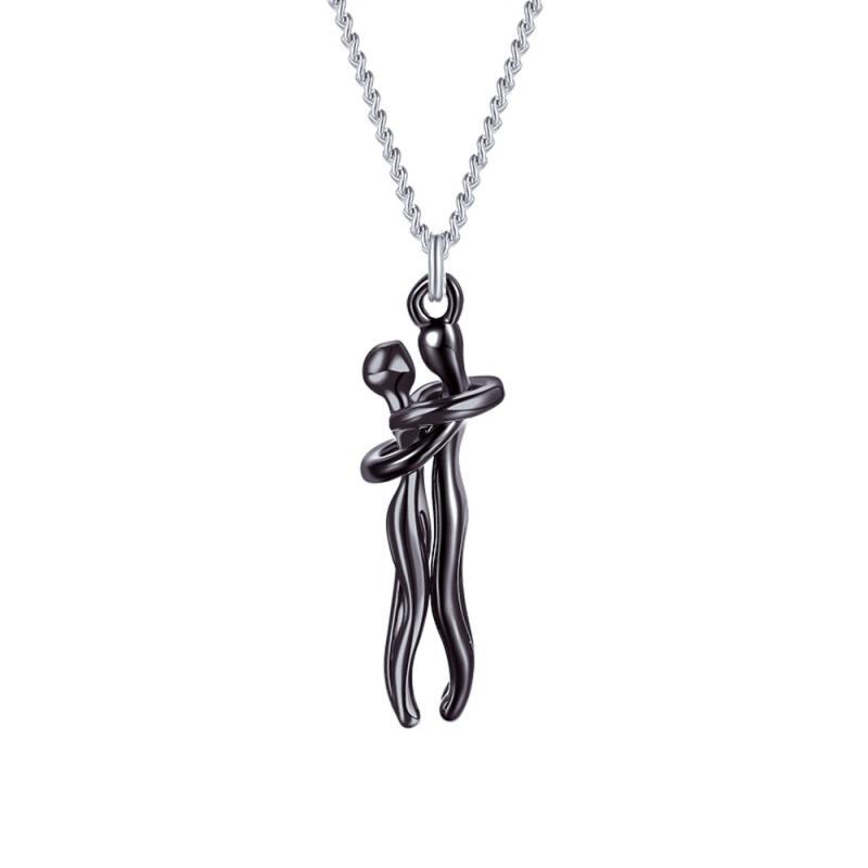 Golden Embrace Couple Pendant Necklace